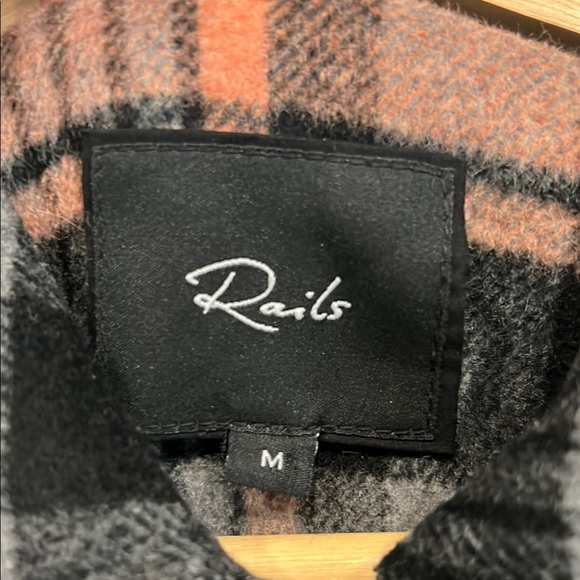 Rails Melina Coat Mid Length Wool Blend w/ Tie in Soft Pink/Black Plaid Medium - Picture 5 of 13